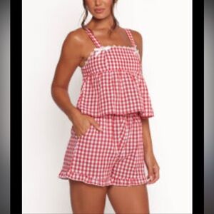 Petal & Pup
Women's Red Isidore Gingham Cotton Babydoll Tank & Shorts Set